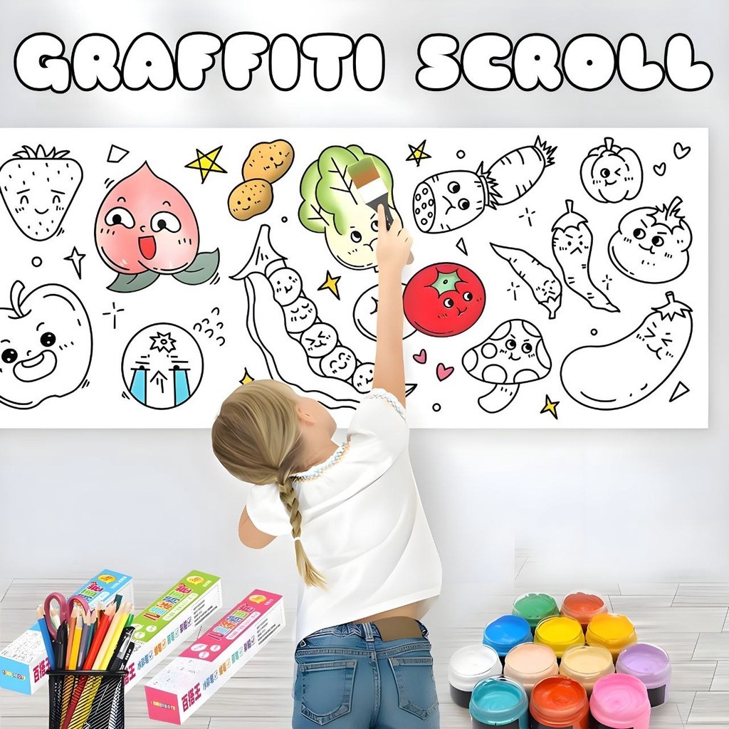 BYJ Graffiti Scroll Wall Sticker Coloring Paper Rol Educational ...