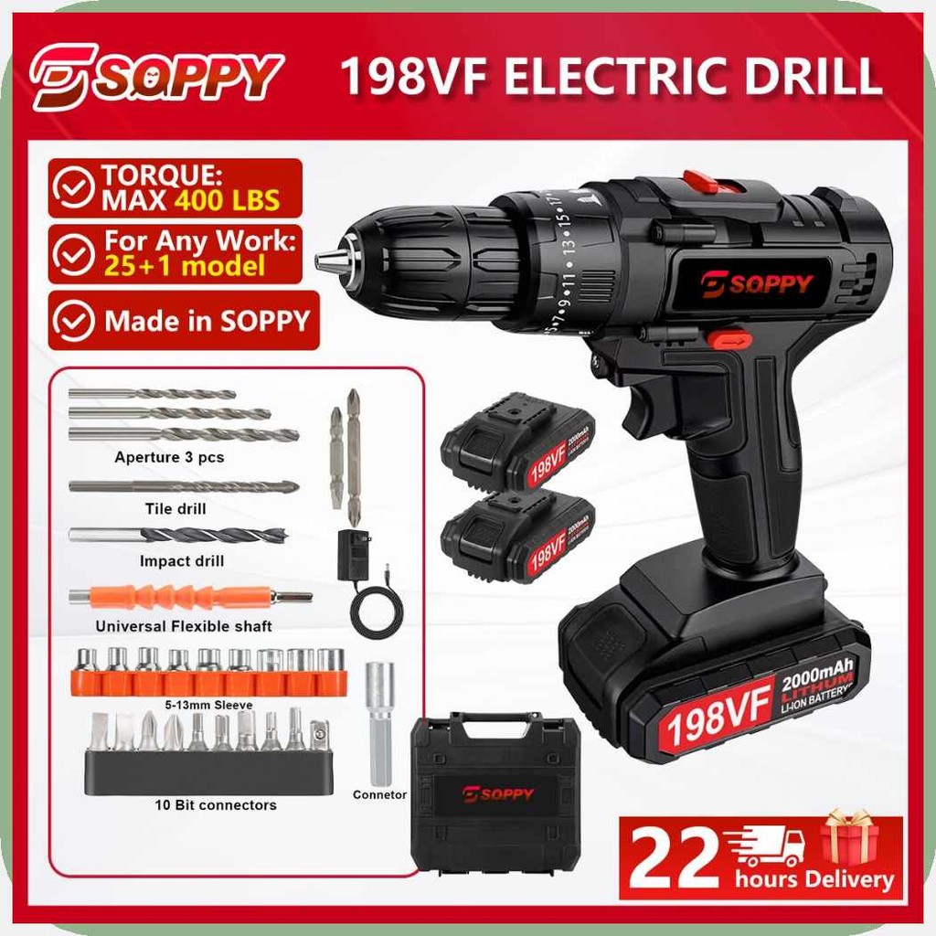 SOPPY&Cordless&Impact&Drill&Electric&Screwdriver'H