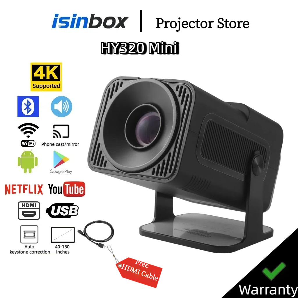 ISINBOX HY320 Mini Projector Android 13 Smart Projector WiFi 6 ...