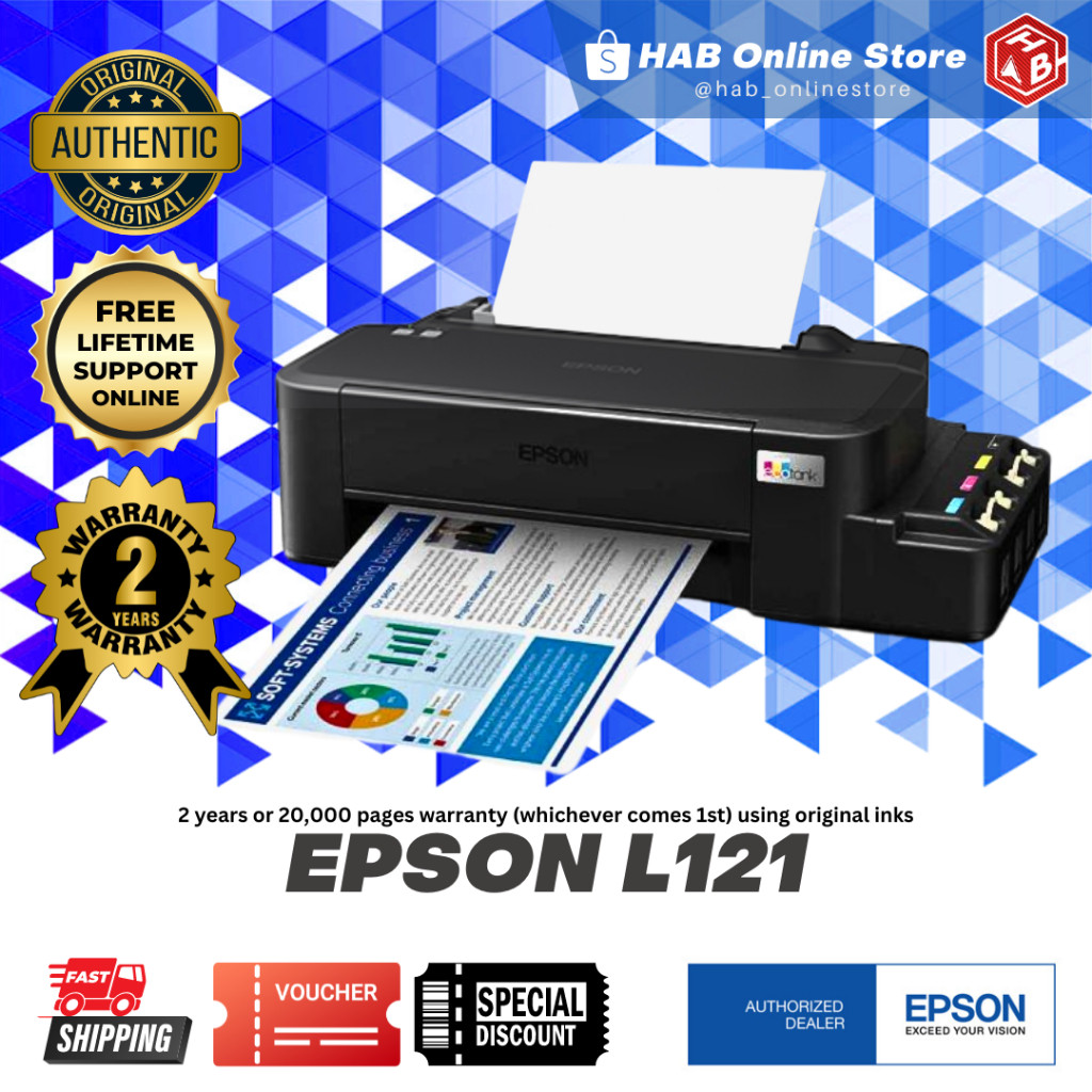 Epson L121 EcoTank Single Function Colored Printer Continuous Ink CISS ...