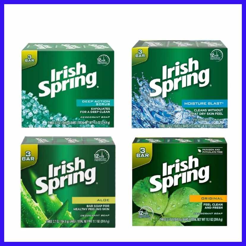 Irish Spring Bar Soap by 3’s (Original, Moisture Blast, Deep Action ...