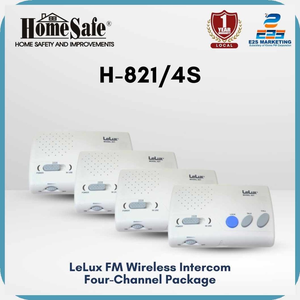 HomeSafe LeLux FM Wireless Intercom Four-Channel Package H-821/4S (Four ...