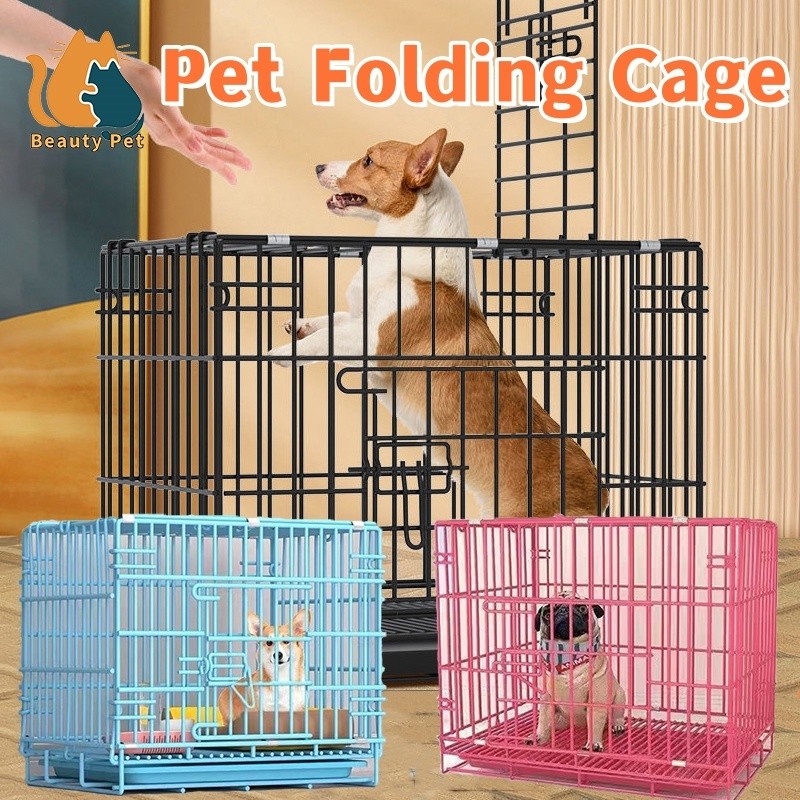 Premium Dog Cage With Poop Tray Heavy Duty Pet Collapsible Cage ...