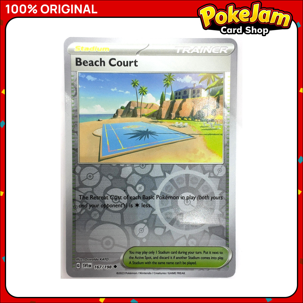 beach court pokemon card - 263/182 - Paradox Rift - Hyper Rare - Gold Foil Discard this card if another Stadium card comes into play Beach court UR 091/062 1枚