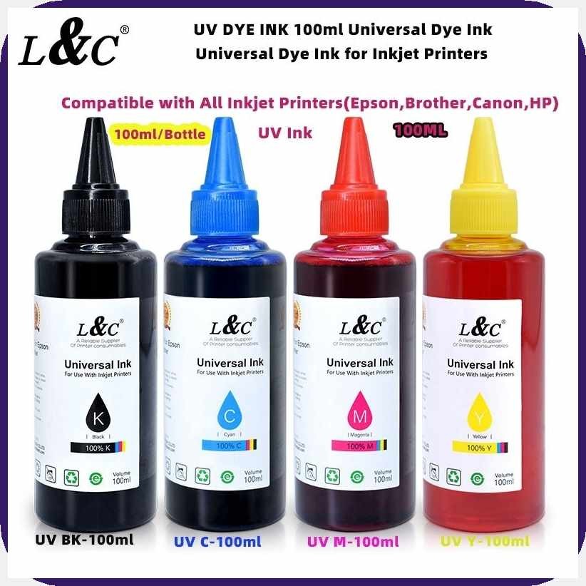 L&C/t/Dye;Uj}Ink]W.UV#F.Ink#H.100ml#d.4#W.Colors#v.Universal Dye Ink ...