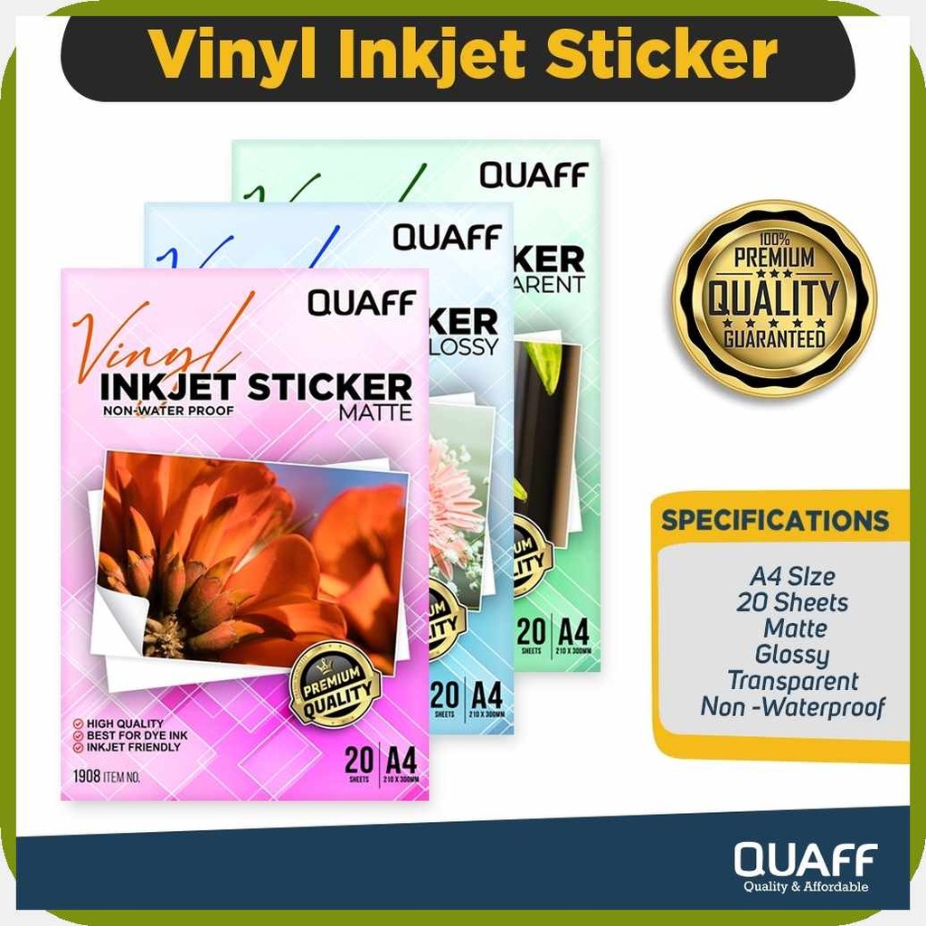 Quaff[pH]Vinyl#aJ%Sticker+P@R@E@s@U@w A4 Size Glossy Matte Transparent ...