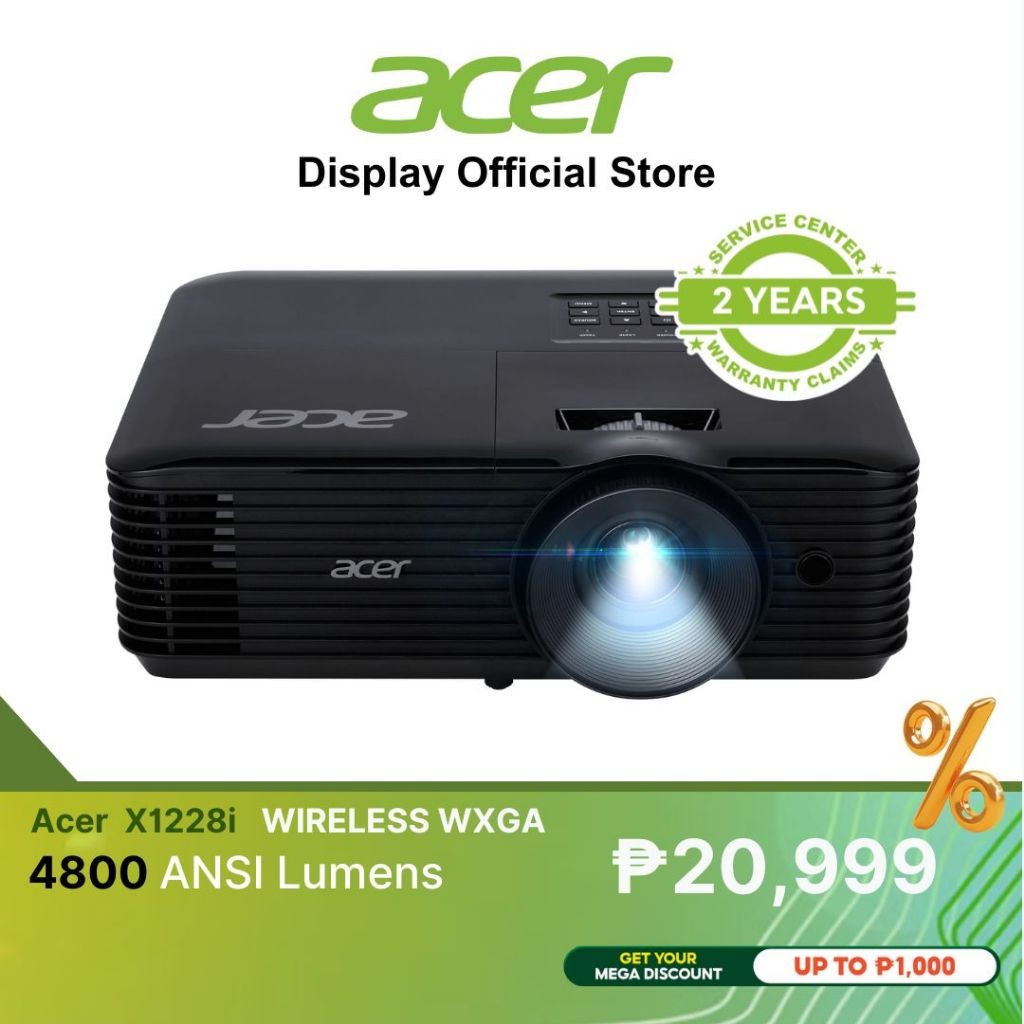 Acer X1228i Wireless XGA 1024x768 4800 ANSI Lumens Standard Projector ...