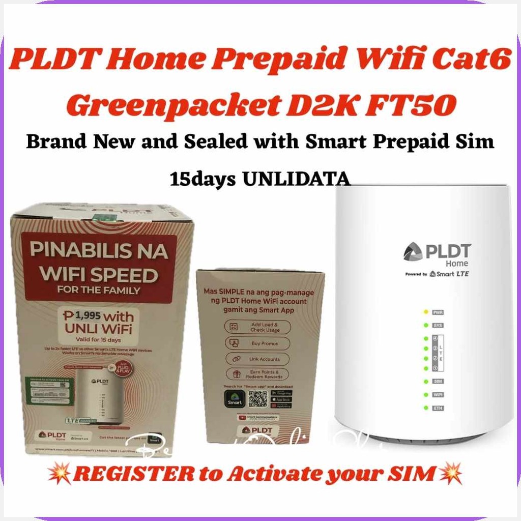 PLDT Home Prepaid Wifi Cat6 D2k-FT10/ D2K FT-50/ D2 (greenpacket) and ...