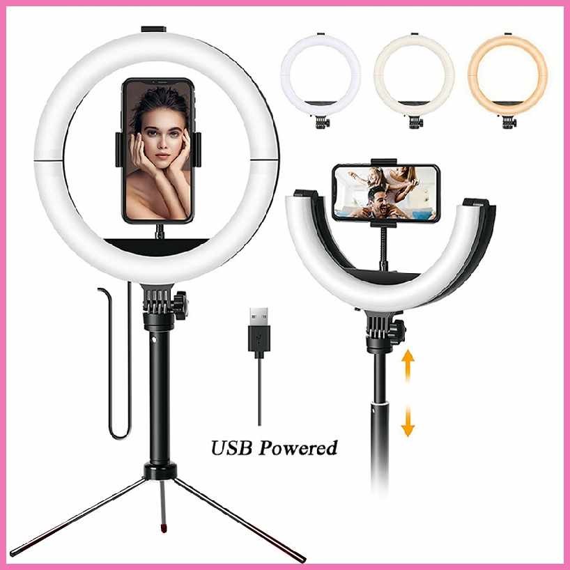 10 Inch LED Selfie Fold Ring Light, Foldable Portable Selfie Ring Light ...