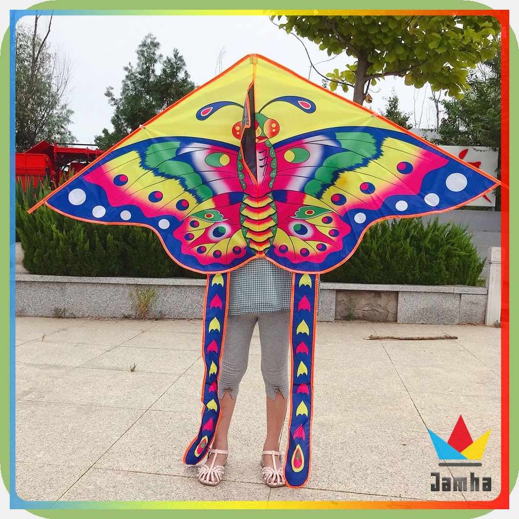Jamha Colorful Butterfly Kite Triangular Rainbow Kites Children Outdoor ...
