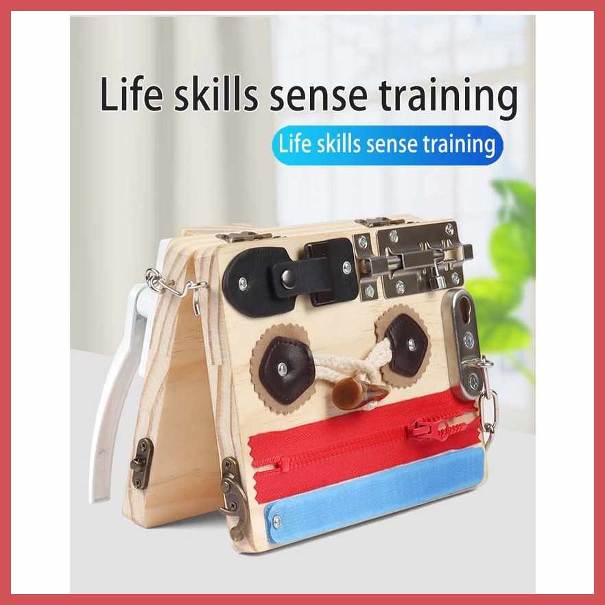 Wooden Montessori Folding Busy Board Sensory Activity Toy Learning Fine ...