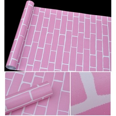 Vicky pink bricks design wallpaper sticker self adhesive pvc waterproof ...