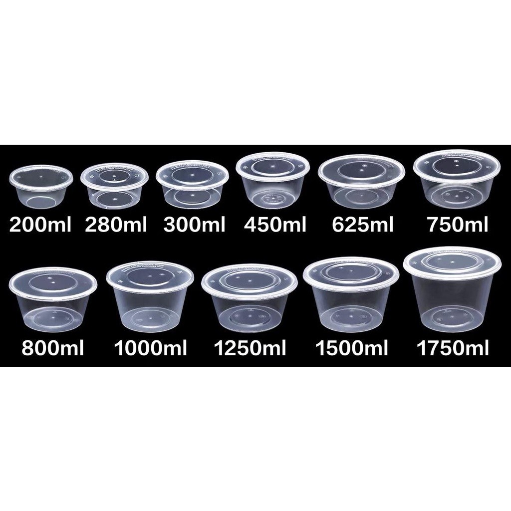 10pcs round Microwavable Food Container disposable Plastic tub 300ml ...