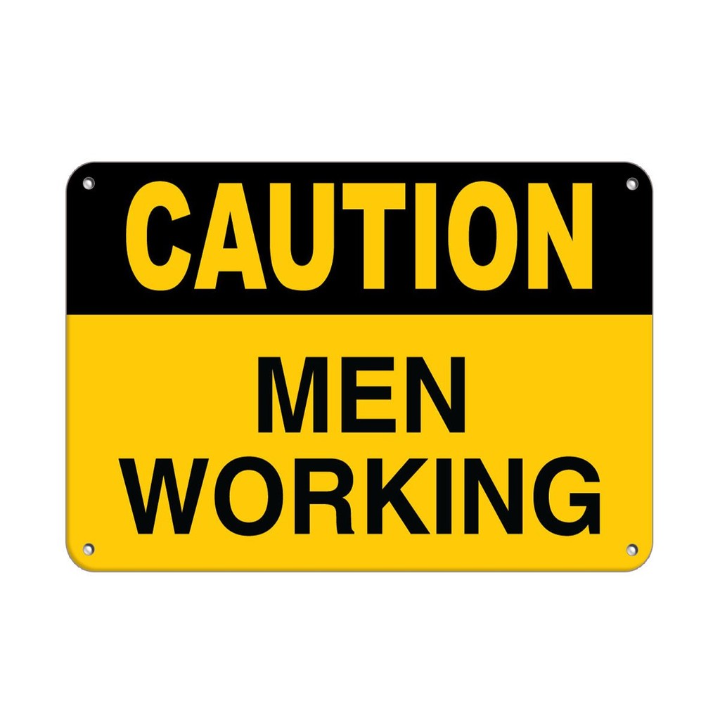 Horizontal Metal Sign Multiple Sizes Caution Men Working Hazard at Work ...