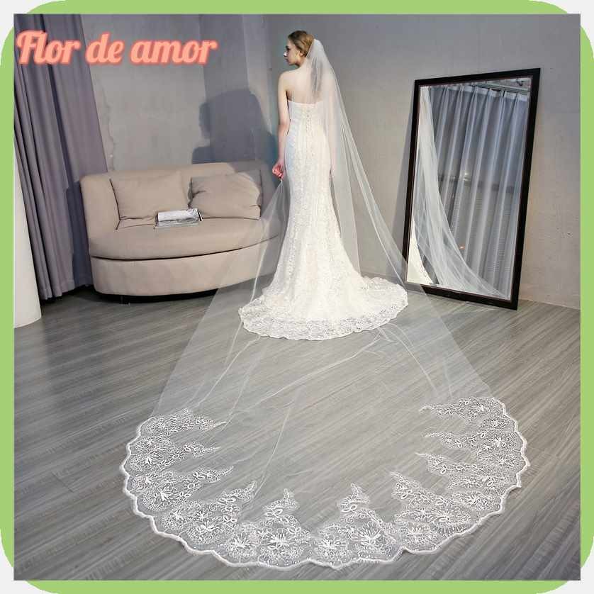 Flor-z]de Ia+Ul+Mg+Fk+f+q+v amor 4M One-Layer Trailing Wedding Veil ...
