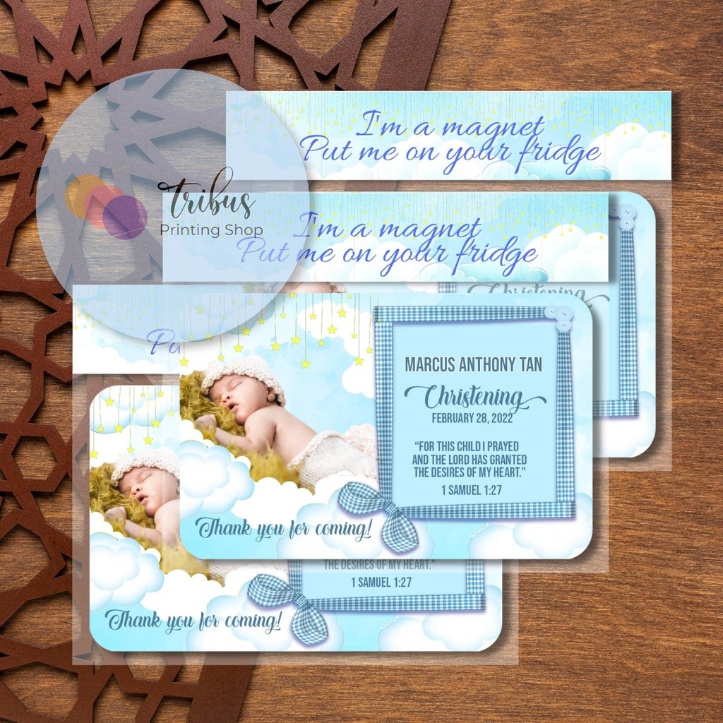 Light Blue Theme Ref magnet (Baptismal, Christening, Dedication ...