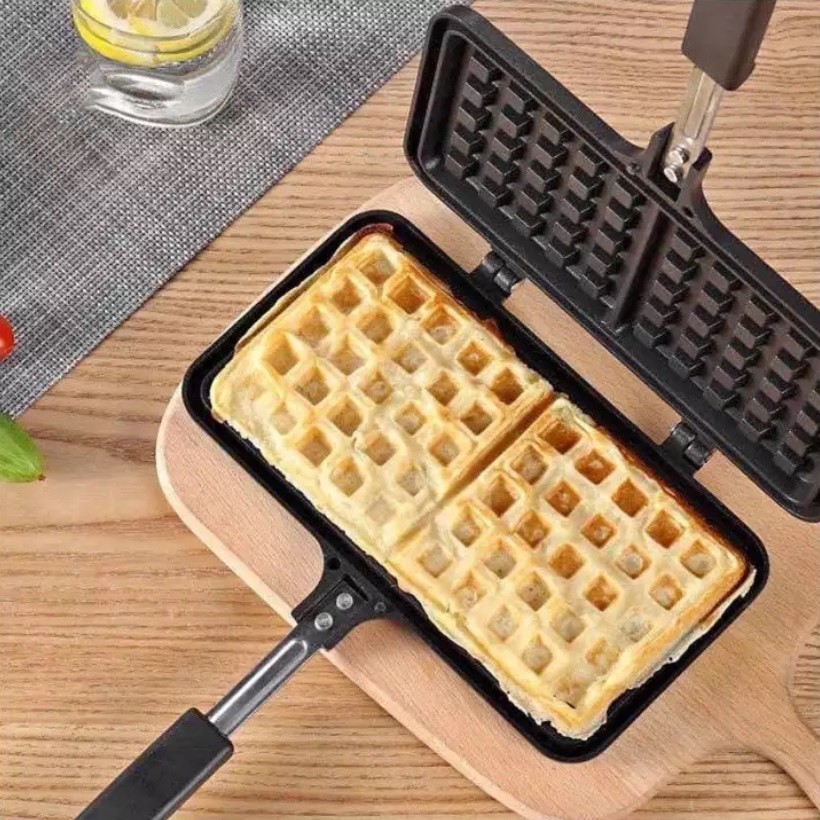 HK Rectangle Waffle Iron, Non-stick Waffler Double Belgian Waffle Maker ...