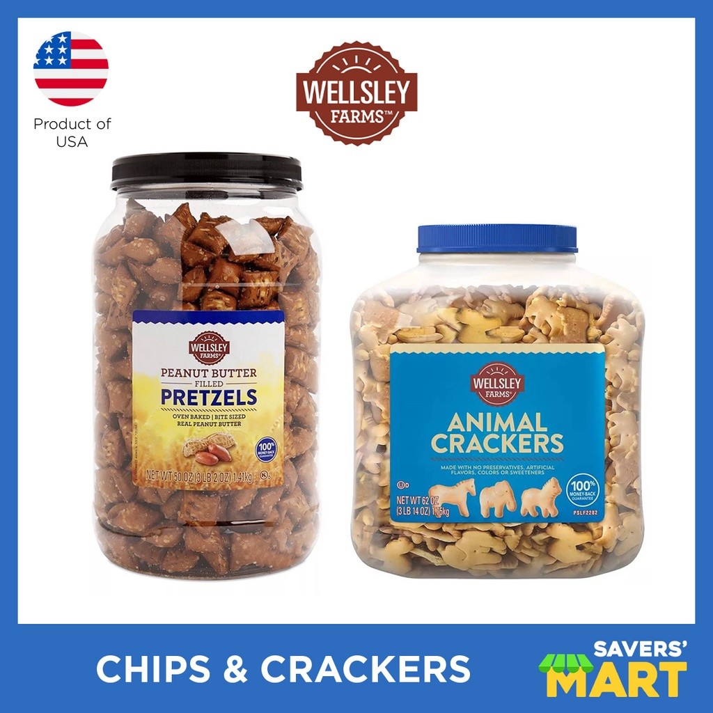 Wellsley Farms Snack Jar (Peanut Butter Filled Pretzels, Animal ...