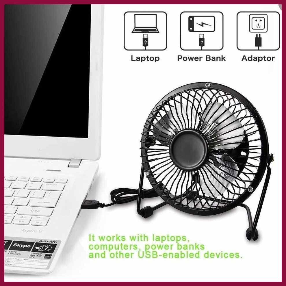 Small Table Fan 4 Inch Metal Desk Fans-Glamour USB Powered Quiet ...