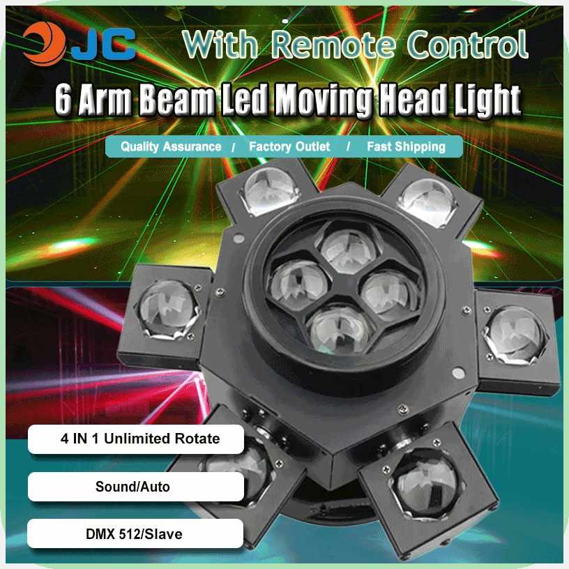 JC,ZL;Moving=Y`j;Head&RGB&Beam&Stage%cJ:Light%eN:150W 6 Arm 2 in 1 Beam ...