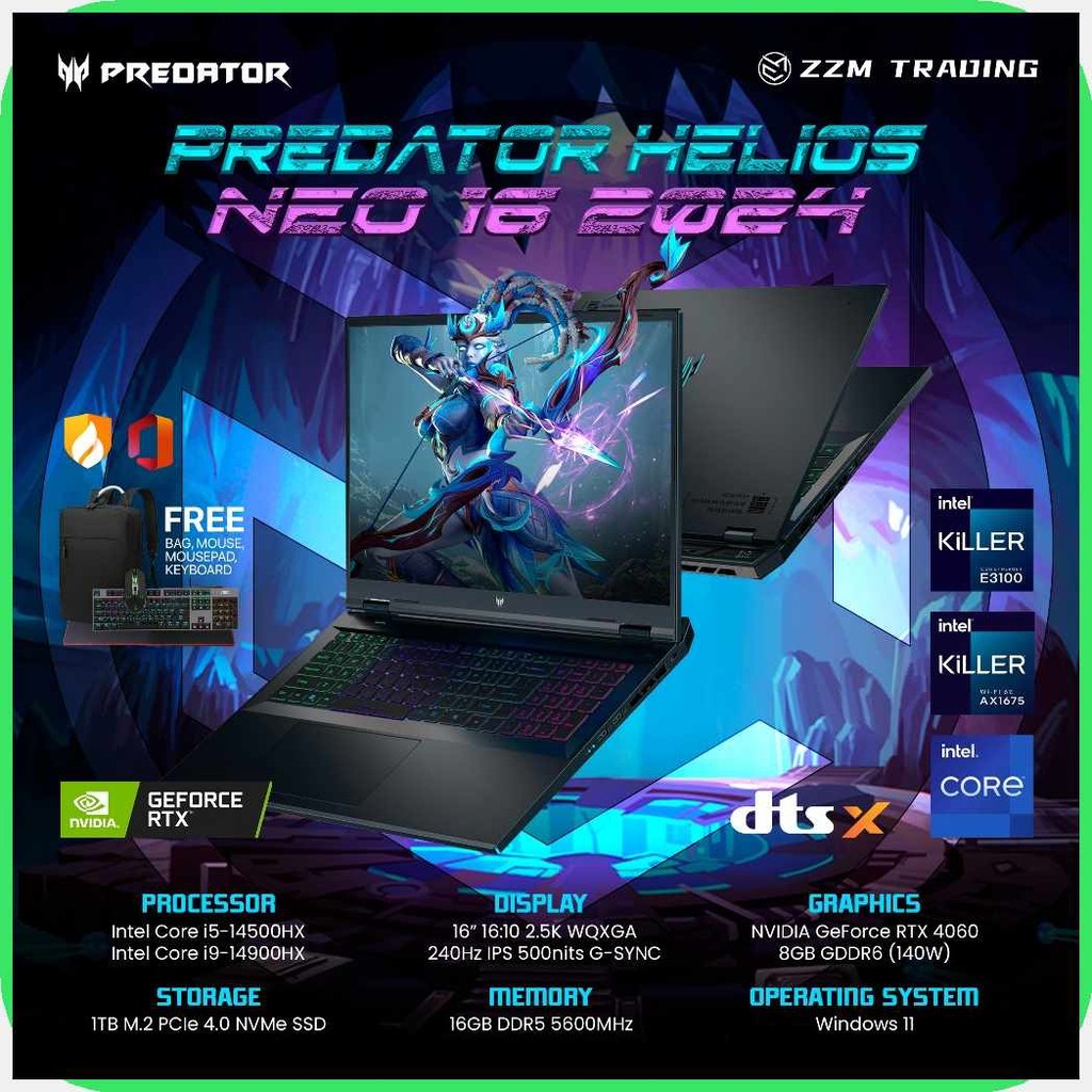 Acer Predator Helios Neo 16 2024 14th Gen i5/i9 RTX4060 16 2.5K 240Hz ...