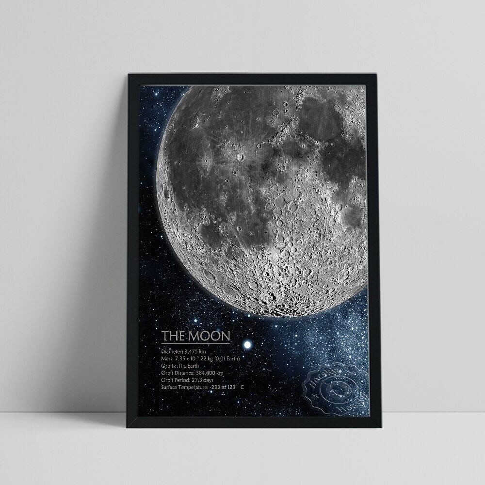 Moon Phases Black & White Art Print Celestial Outer Space Lunar Poster ...