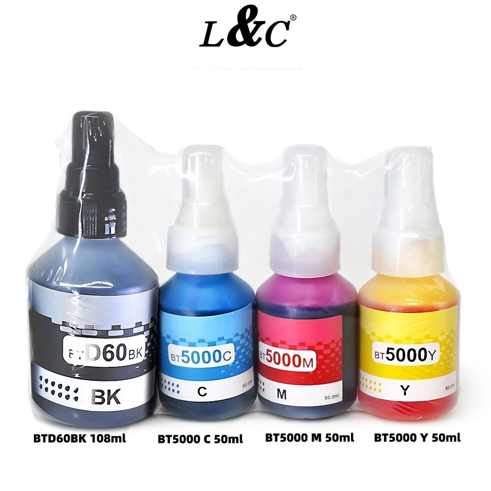 L&C Refill For Brother Ink Set BTD60 BT5000 Dye Ink 4 Color Ink For ...
