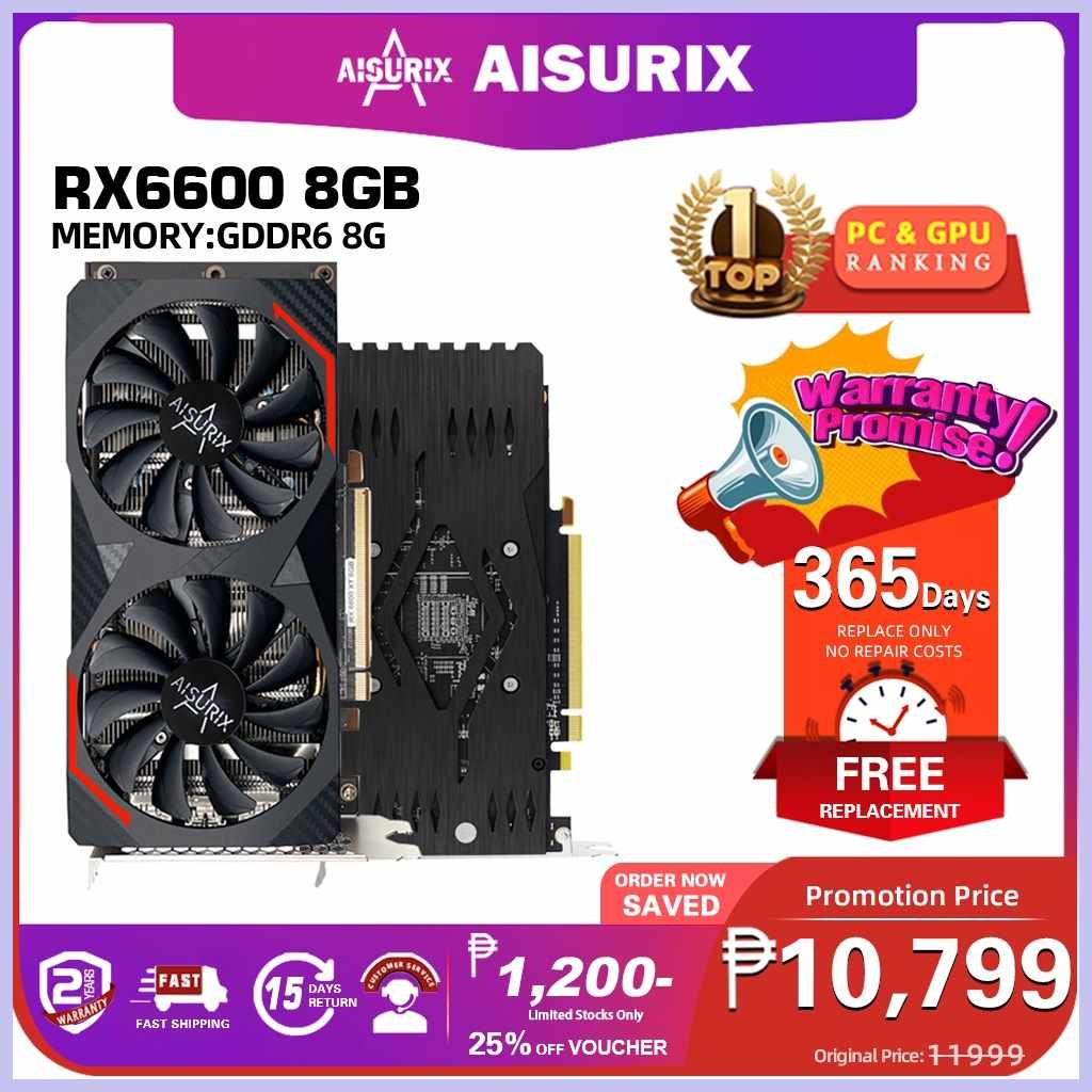 AISURIX RX6600 Graphics Card RX6600XT 8GB GDDR6 128Bit Memory GPU Video ...