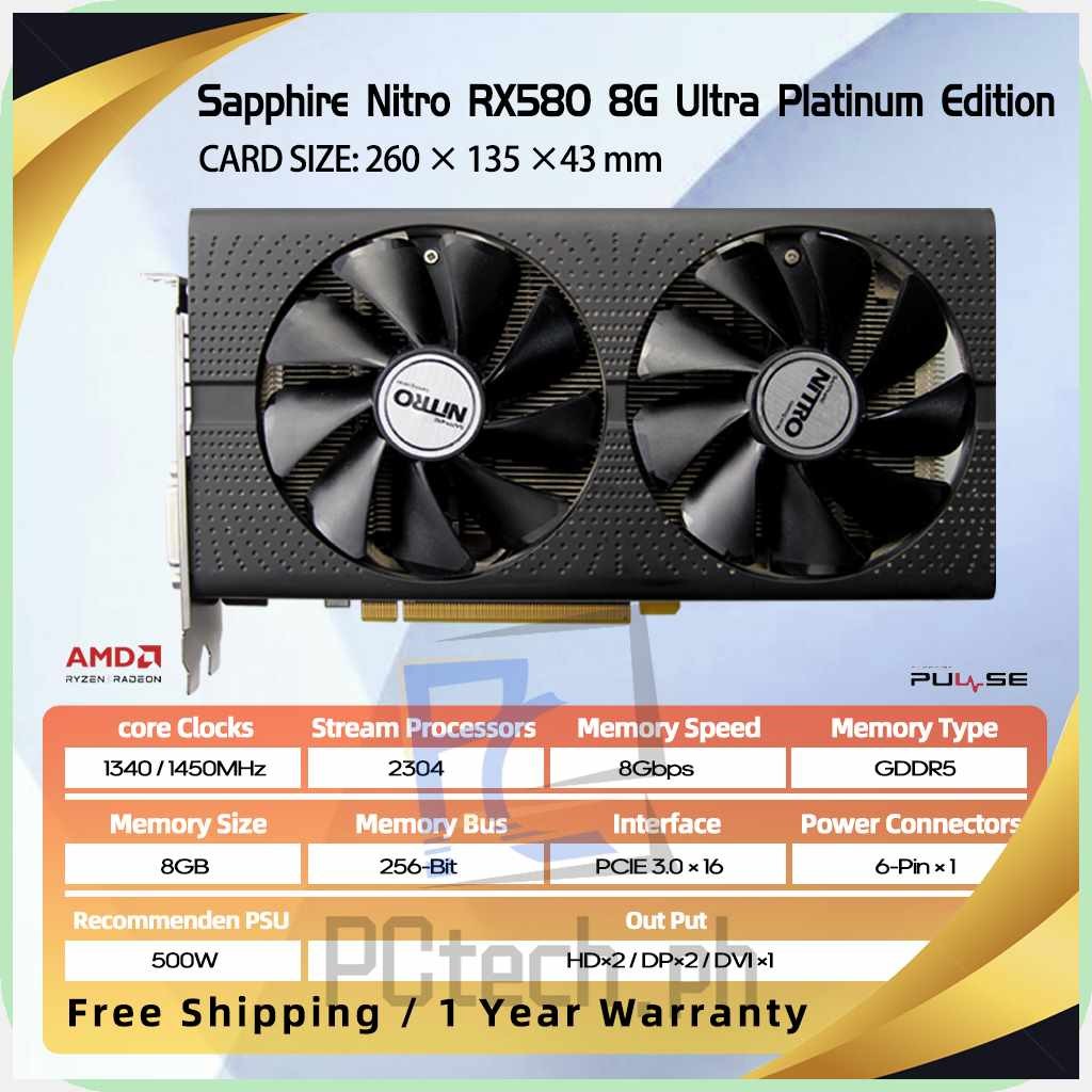 Original[Used]SAPPHIRE{tW}Z'NITRO$dc^RX580/R^8G/J^Ultra/e^Platinum/w ...