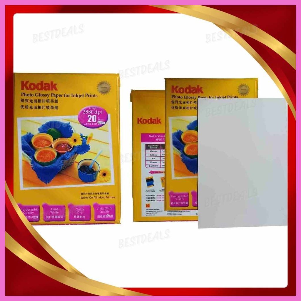 Kodak}k`Photo>M&Paper[P,Glossy!d,210g/m2!g,Pure!p,White | Shopee ...