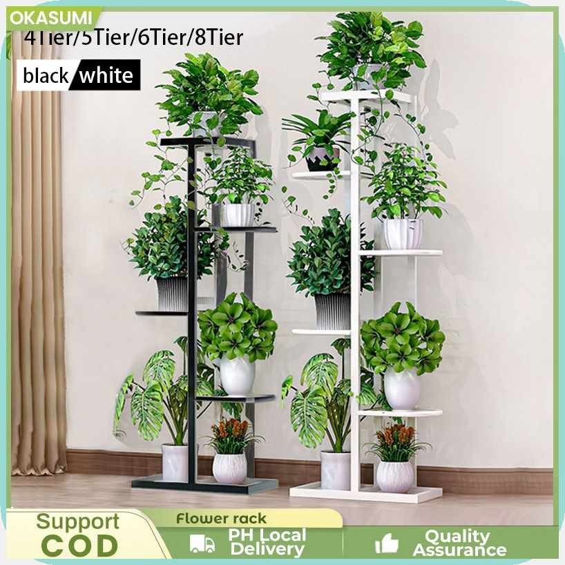 Okasumi 4/5/6/8 Tiers Plant Rack Display Shelf Indoor Outdoor Yard ...
