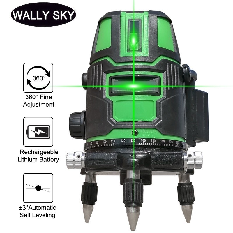 5 Cross Lines Laser Level Self-Leveling Horizontal Vertical 360 ...