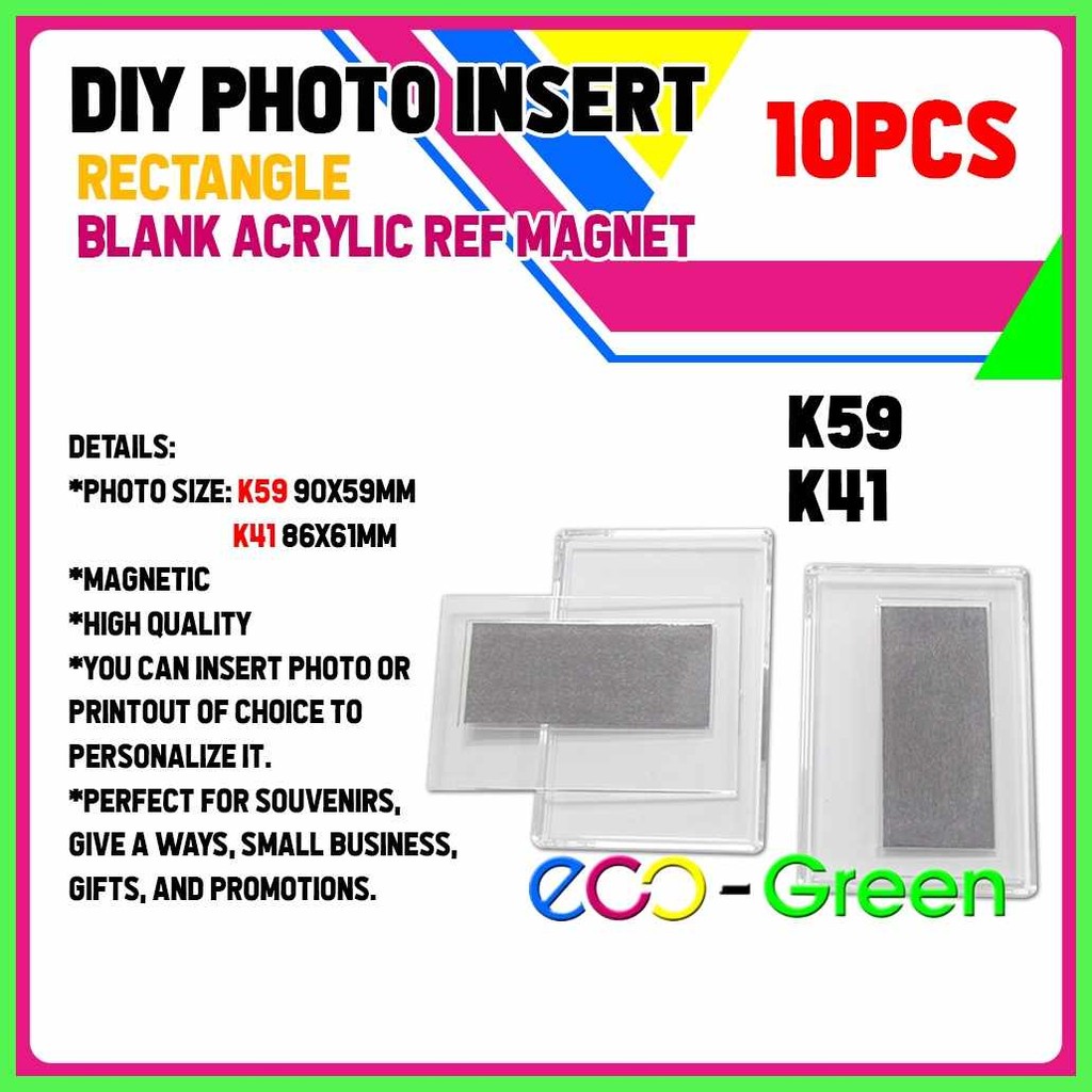 10pcs Blank Rectangle Acrylic Photo Insert Ref Magnet Souvenirs ...