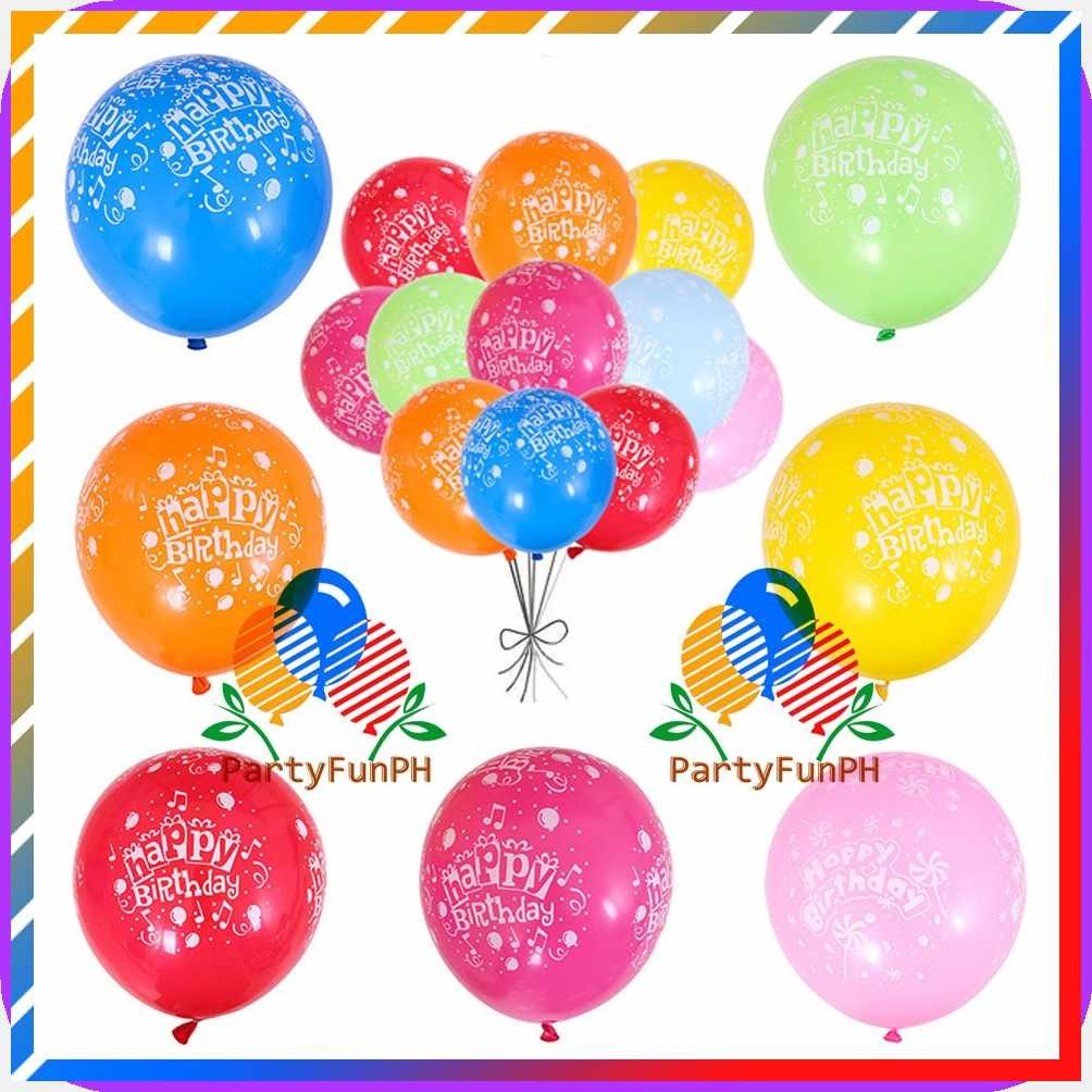 [PartyFunPh] Happy Birthday Printed Balloon Latex Mix Color 25pcs ...
