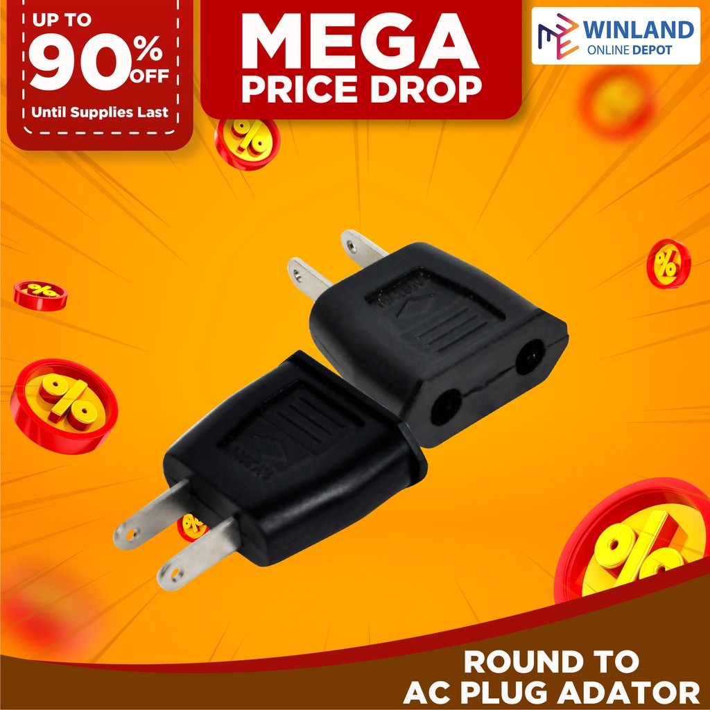 Winland Round to AC Flat Plug Adaptor | Adapter 10A-250V RND-AC ...