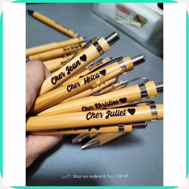 Laser Engraved customized Bamboo Pen | Shopee Philippines