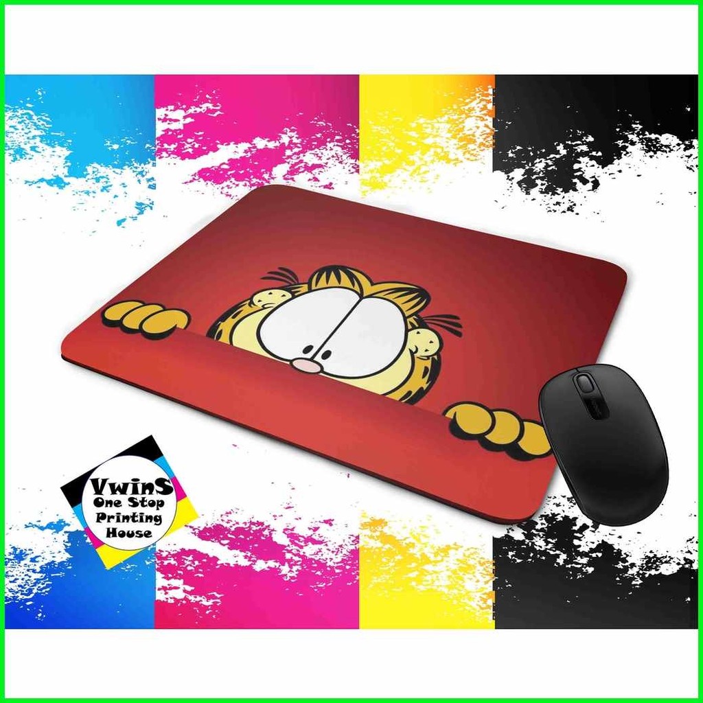 Garfield-u>Mouse(li+pad!;CP&Garfield`dn&the`n%cat`X&mousepad! | Shopee ...