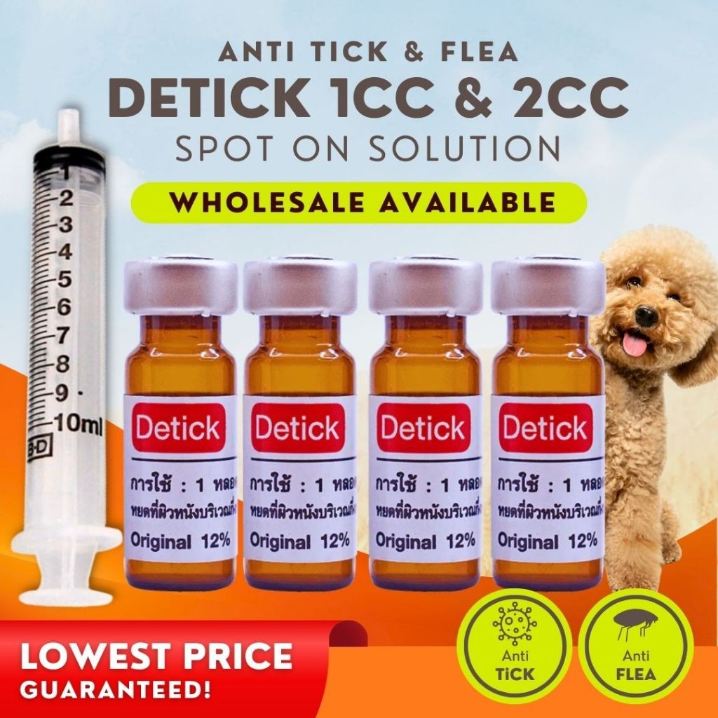 Detick and Alprocide 1cc & 2cc with Syringe Anti Ticks and Fleas for ...