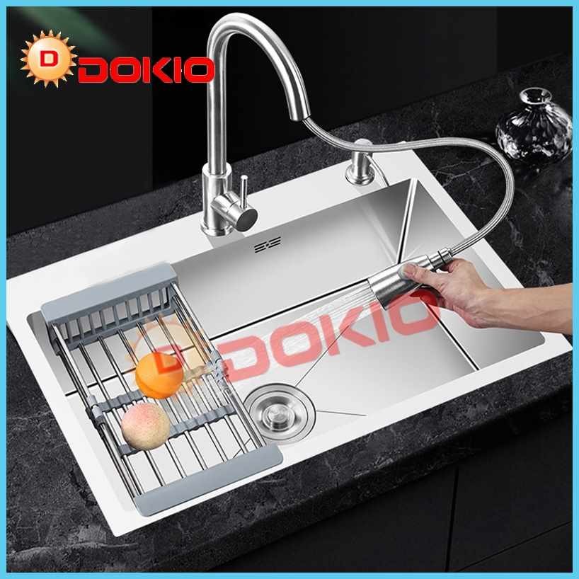 DOKIO Kitchen Sink Stainless Steel Sink 3mm Thick Stainless Lababo With ...