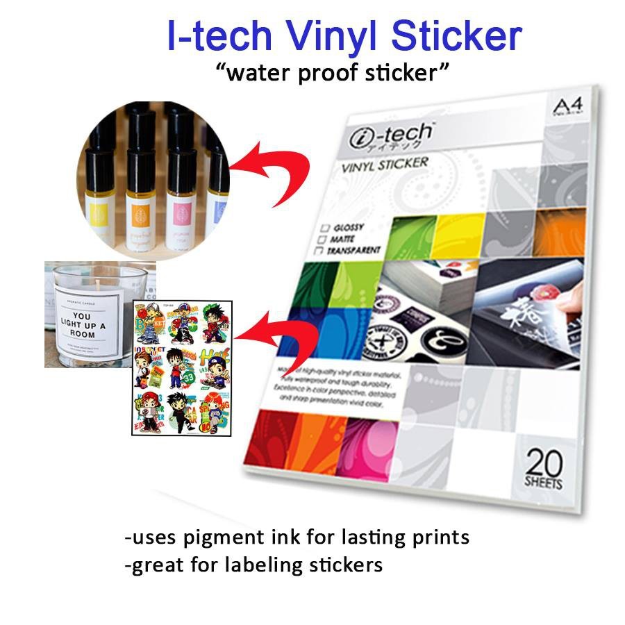 itech Vinyl Sticker Waterproof A4 (Matte / Glossy / Transparent ...