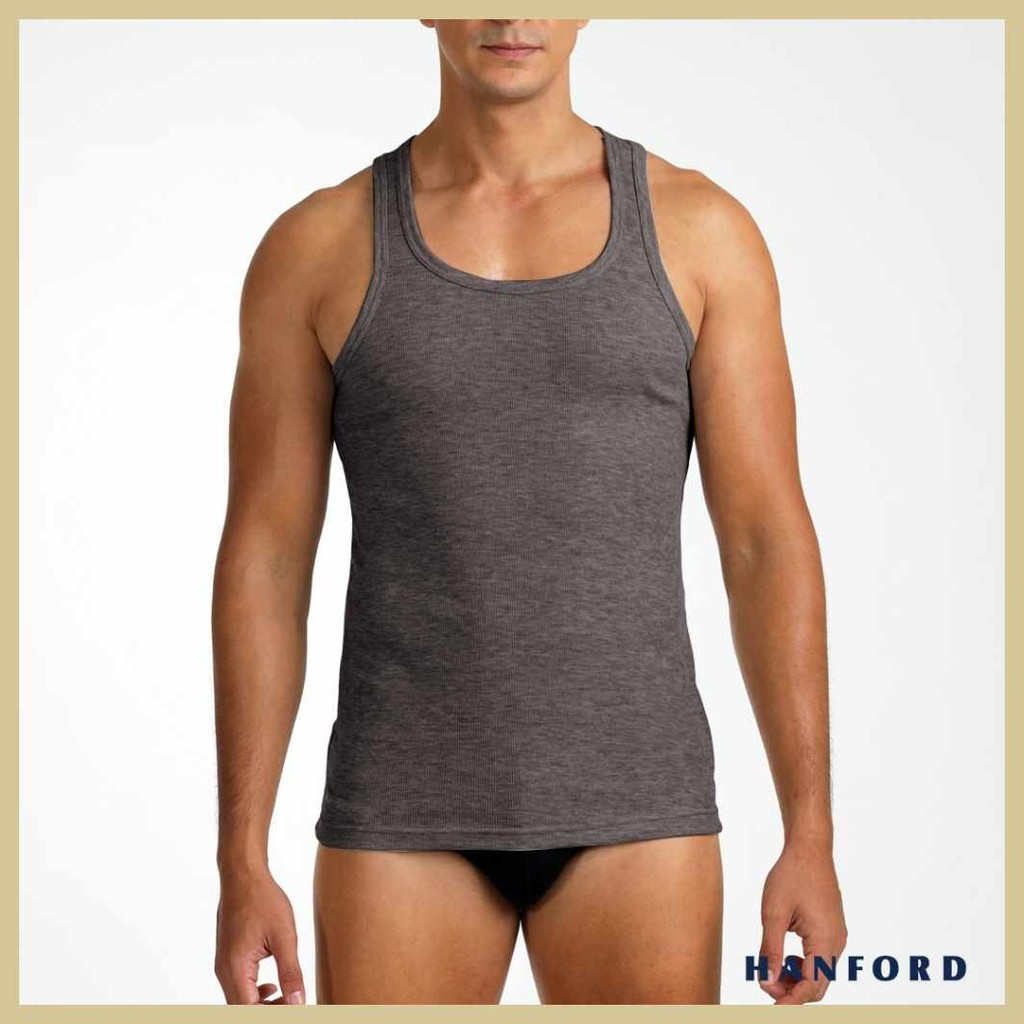 Hanford Men Racerback / Muscle Rib Tank Racer - Acid Black (Single Pack ...