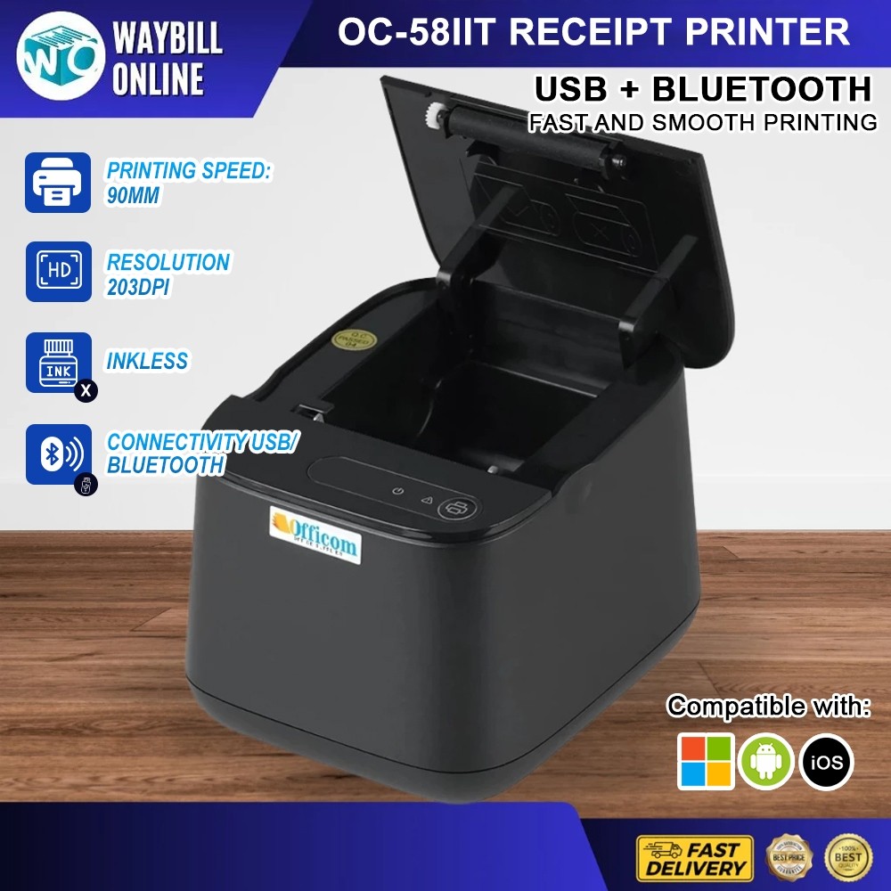 Officom Mini Thermal Receipt Printer OC-58IIT Direct Thermal USB ...