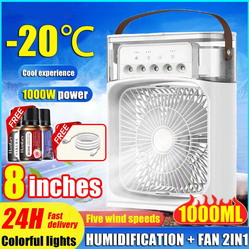 Buy 1 Take 2 Air Cooler Fan Mini Air Conditioner Cooling Portable Ice ...