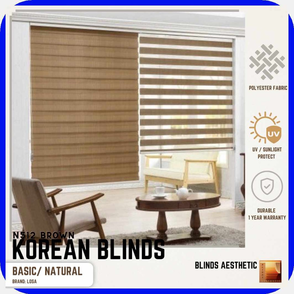 BASIC N512 BROWN (customize size) KOREAN WINDOW BLINDS 100% HIGH ...