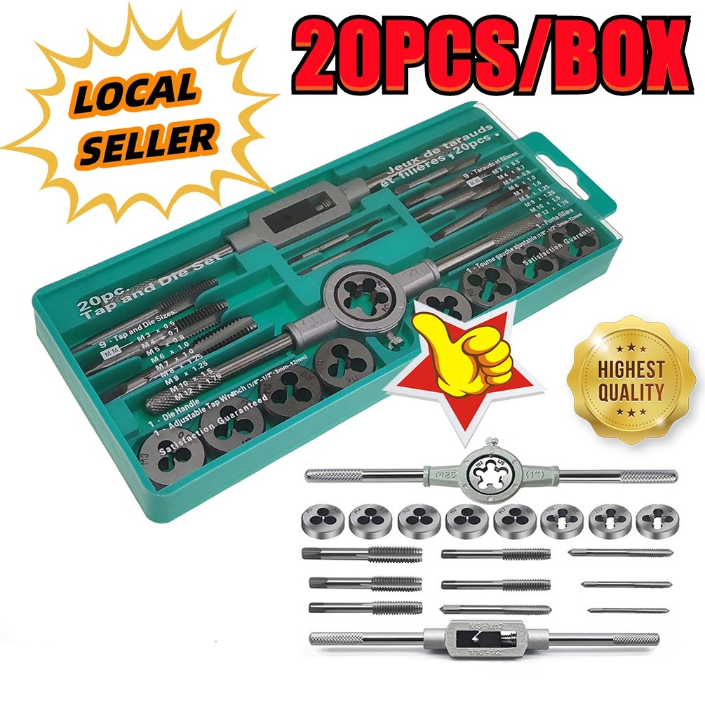 【COD】20 Pcs Tap and Die Set Metric Hand Threading Tool | Shopee Philippines