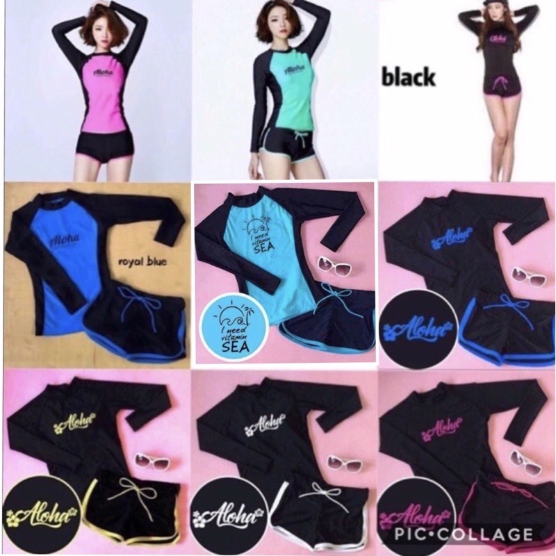 Aloha Rush guard terno swimwear rushguard rash guard`mc;Terno`cu&short ...