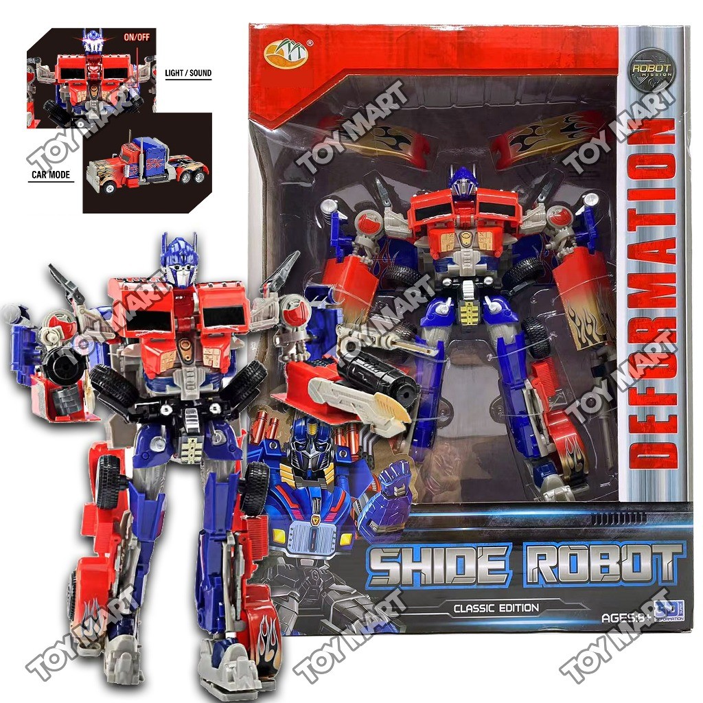 Big Transformer Optimus Prime Red Blue Action Robot Robot w/ Sound ...