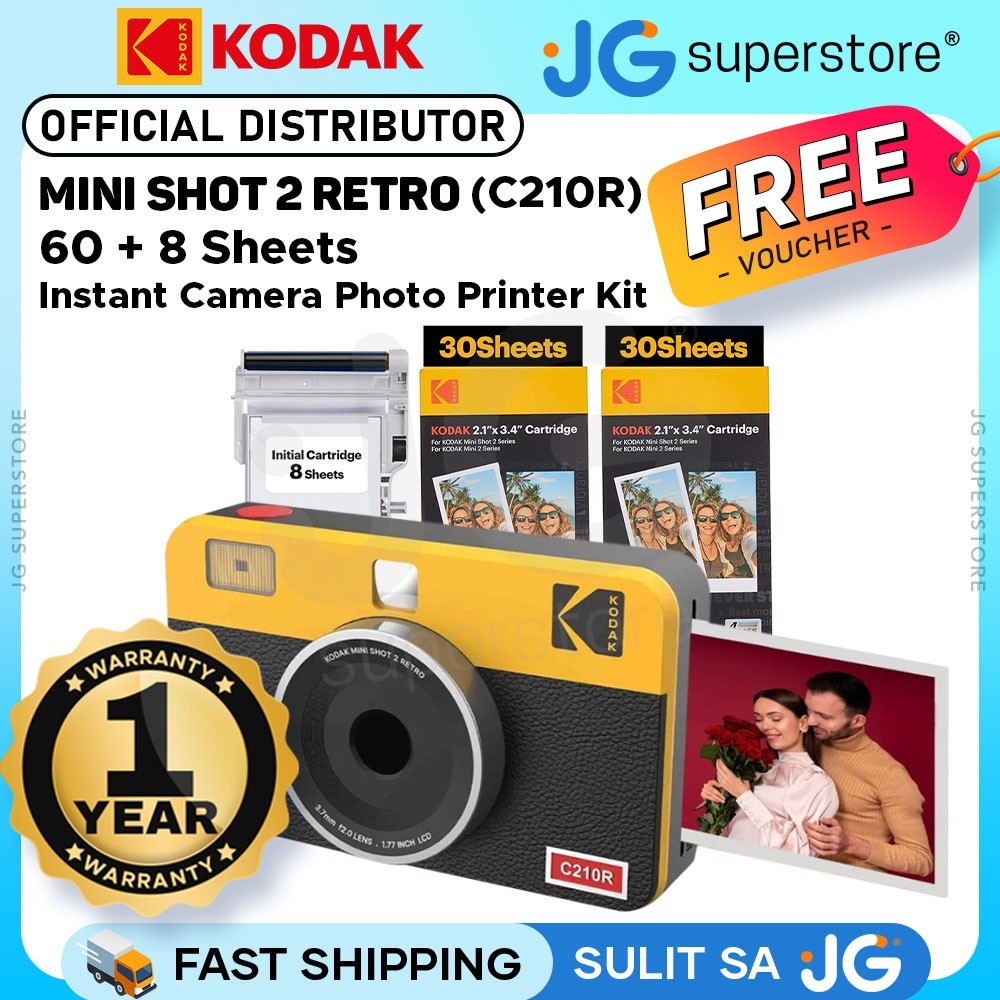 MUZIRI KINOKOO Tasche für Kodak C210R Mini Shot 2 Retro 2-in-1 Kamera und Fotodrucker, Mini Shot 2 Retro Schutzhülle aus PU Leder mit verstellbarem Schultergurt - Braun