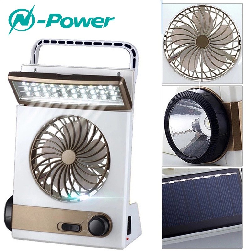 Solar Emergency Fan Electric 3 In 1 Led Rechargeable Flashlight Mini ...