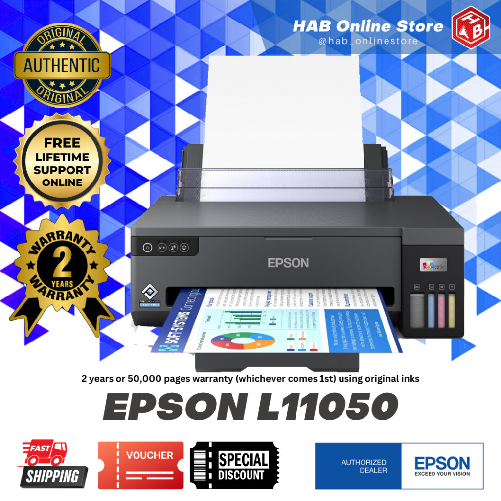 Epson L11050 Wireless EcoTank A3 Printer Borderless 300 gsm Dye Pigment ...